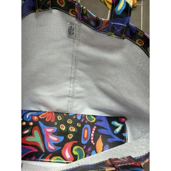 Consuela Tote Bag Womens Large Multicolor Floral Plastic Shoulder Shopper - Picture 8 of 10